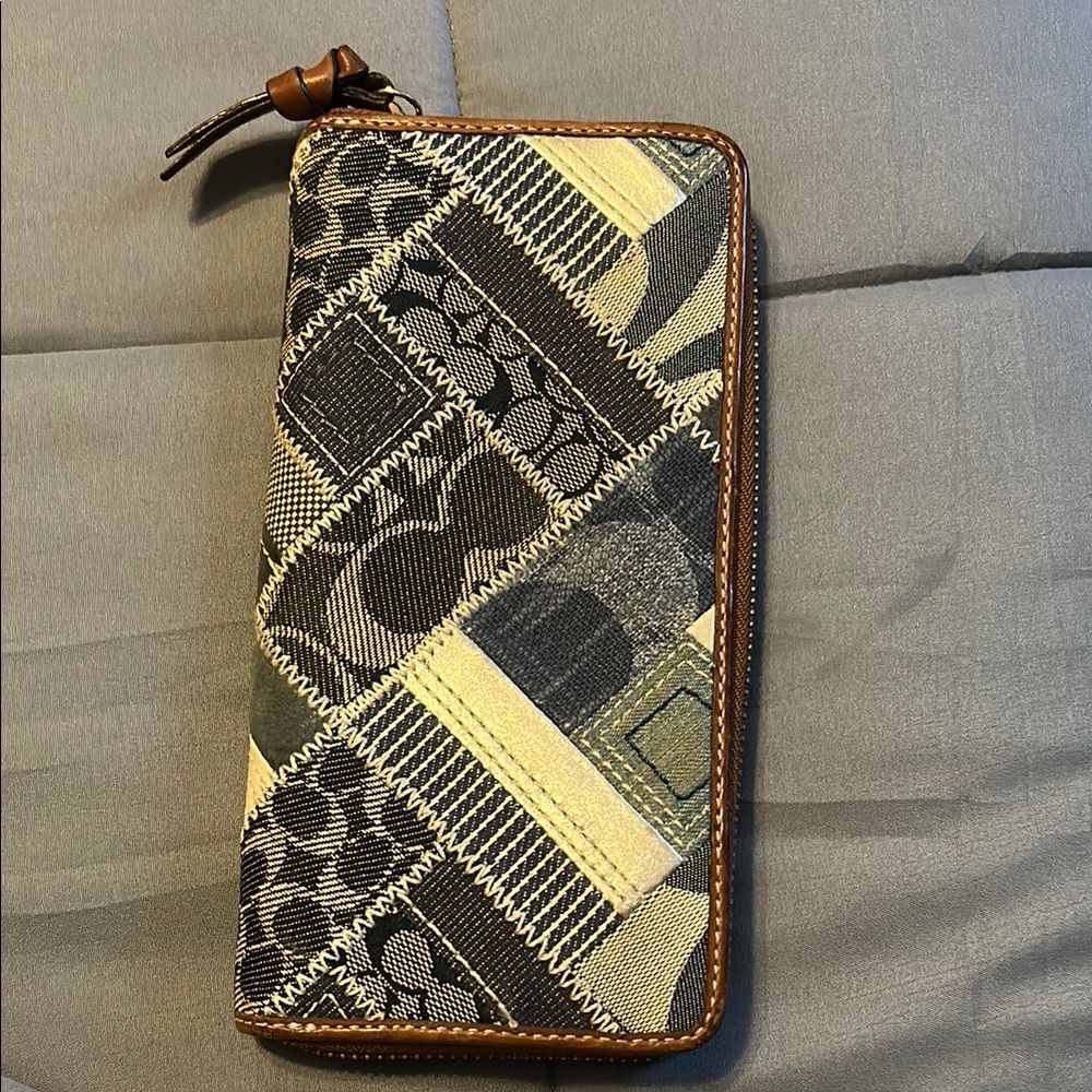 Coach Patchwork Wallet - Black, Yellow, Brown